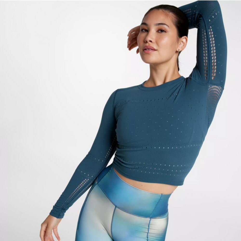 NWT CALIA Women's Pointelle Seamless Long Sleeve T-Shirt - L/XL